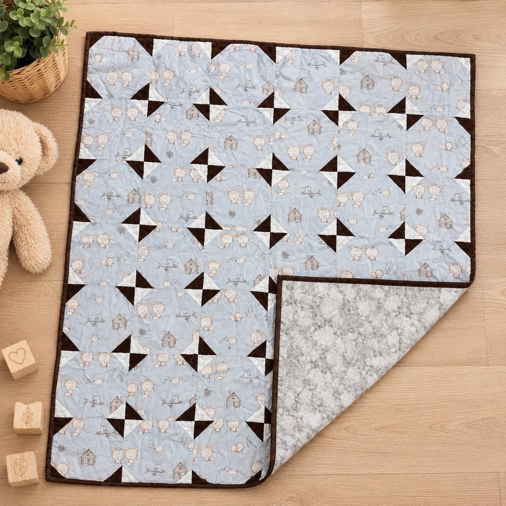 Handmade Vintage Kitty Cats Baby Quilt Square Patchwork 2 Sided 32.5 x 36.5